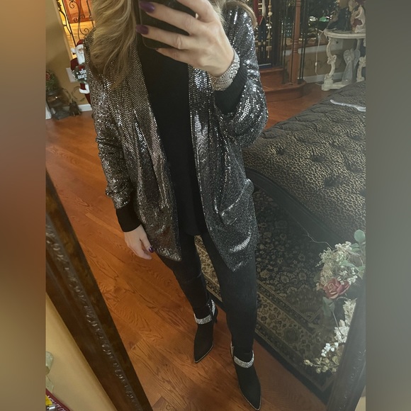 C by One Black and Sequins 3/4 Sleeve Blazer Size medium - Picture 6 of 16